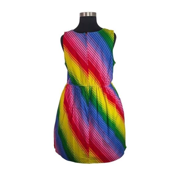 Retrolicious 3X Rainbow Fit & Flare Dress Pride Pockets Pin Up Retro ModCloth - Picture 5 of 6